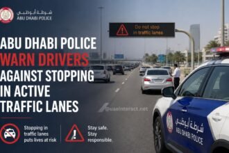 Abu Dhabi Police Warn Drivers Against Stopping in Active Traffic Lanes