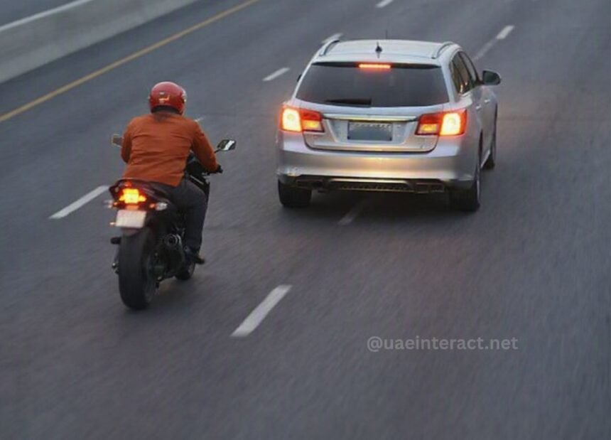 Sharjah Police Renew Tailgating Warning After Speeding Motorcycle Rams Car